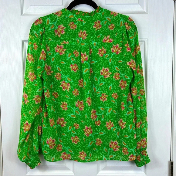 Joie bright green floral blouse sz sm - Picture 7 of 7